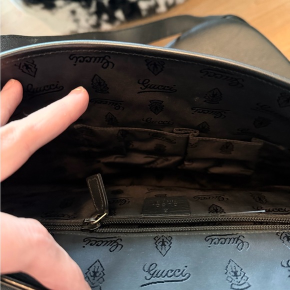 Gucci Black Embossed GG Leather Messenger Bag - Picture 9 of 9